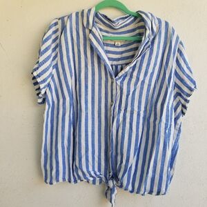 Blue and White Striped Women's Shirt